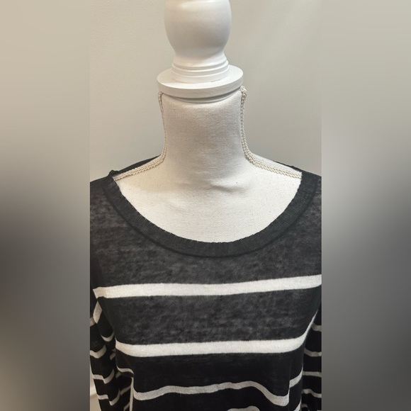 Eileen Fisher Fine Organic Linen Crepe Stripe Sheer Crop Top sz XS - Picture 11 of 14